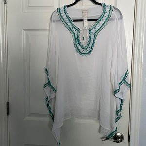 chico's white cover up with turquise beads